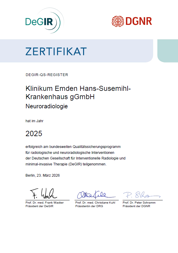 Zertifikat DeGIR-QS 2026 Neuroradiologie